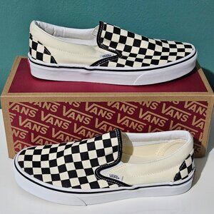 Vans Classic Slip-On Shoes Unisex Mens 7.0 Women 8.5 Black White Checkerboard